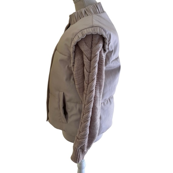 Unreal Fur Cream "Barcelona" Cable Knit Sleeve Puffer Jacket L LIKE NEW - Picture 7 of 11